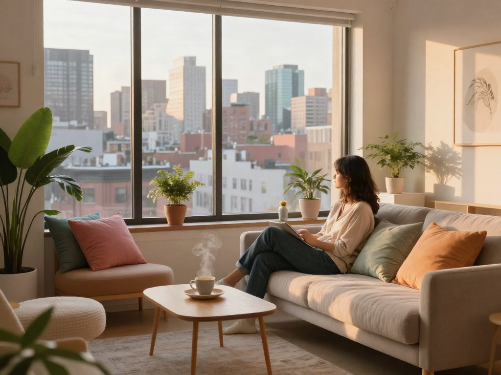 Stunning urban apartment showcasing a cozy space for discreet encounters with stylish decor and welcoming ambiance.